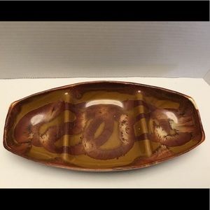 Vintage Dryden divided dish drip glaze